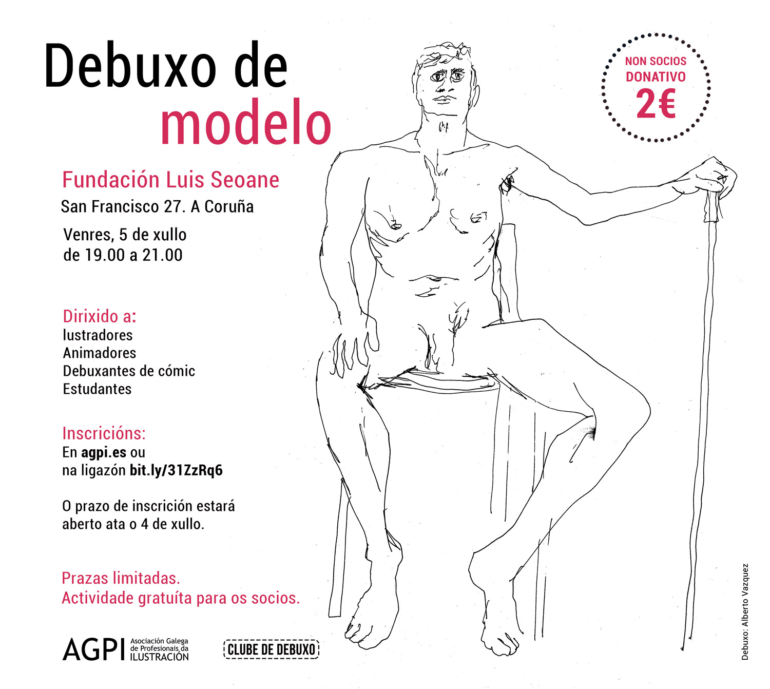 Segunda sesión de debuxo de modelo no Clube de Debuxo
